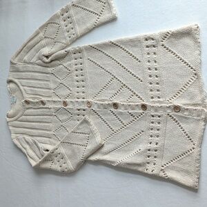 Sundance Cream Cotton Silk Blend Knit Button Front Long Line Cardigan Size Med
